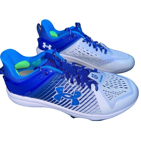 Under Armour Baseball Cleats Size 8 Blue Yard Low Metal Spikes Athletic New - Picture 1 of 8